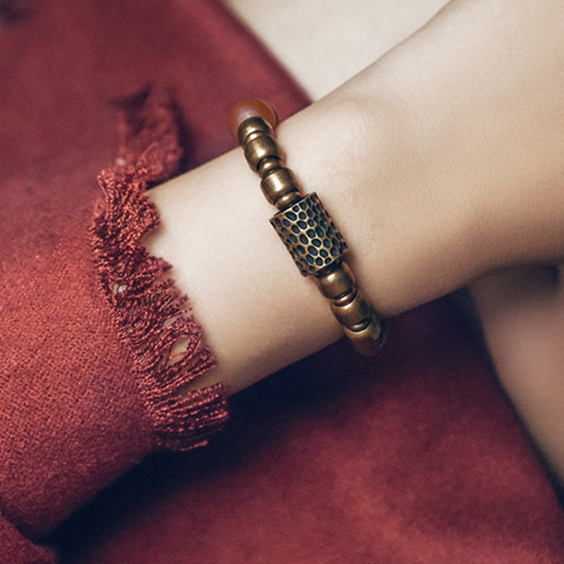 Nimara Ritual Tibetan Red Agate Green Agate Copper Confidence Fortune Bracelet