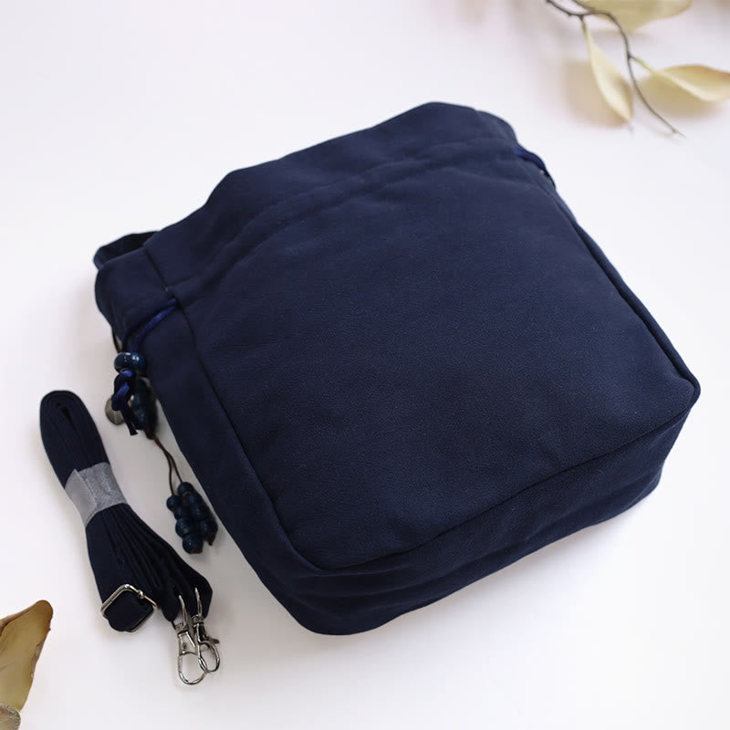 Nimara Ritual Embroidered Butterfly Lotus Magnolia Cotton Linen Tote Crossbody Bag Shoulder Bag Handbag