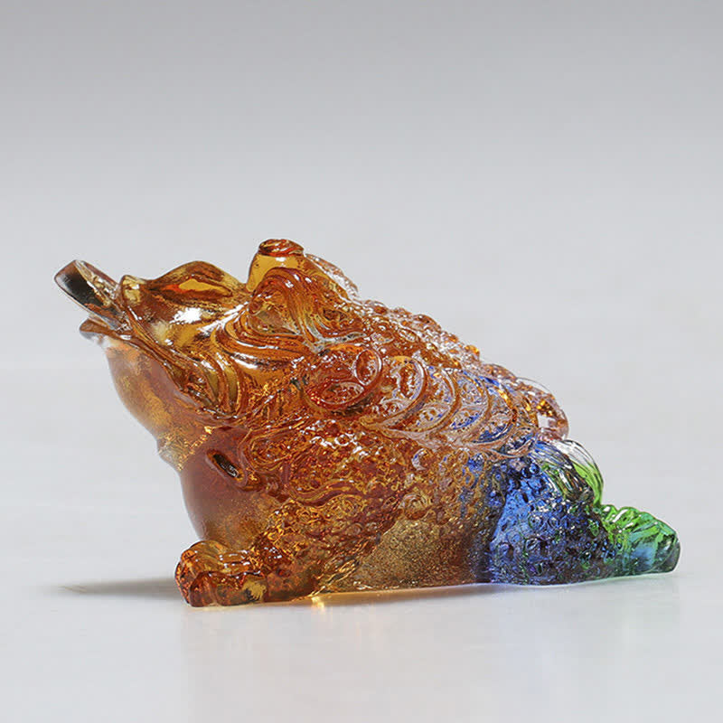 Nimara Ritual Feng Shui Frog Handmade Liuli Crystal Art Piece Wealth Home Office Decoration
