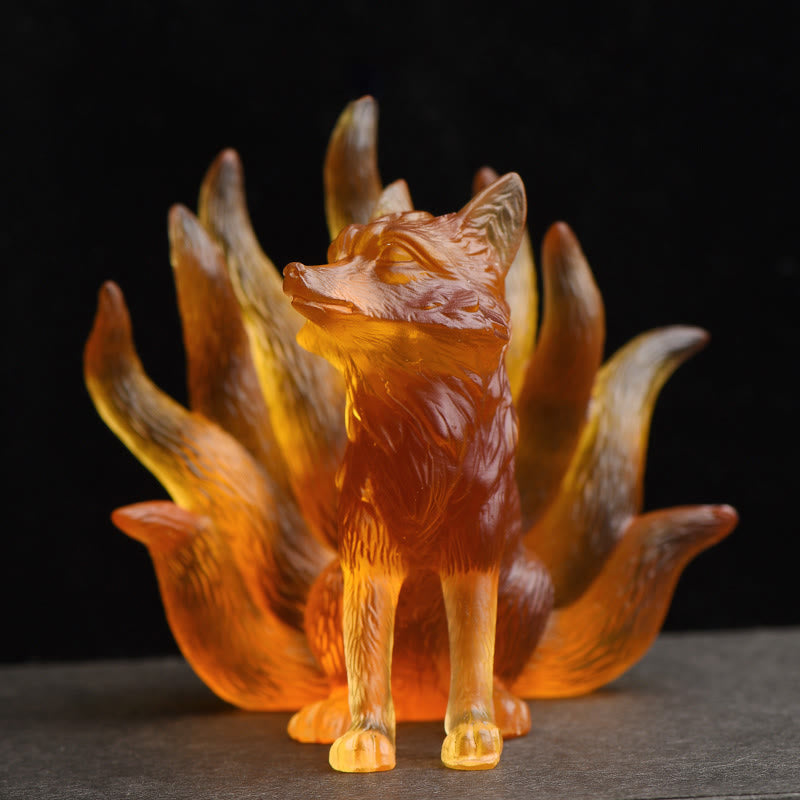 Nimara Ritual Small Nine Tailed Fox Success Strength Home Figurine Decoration