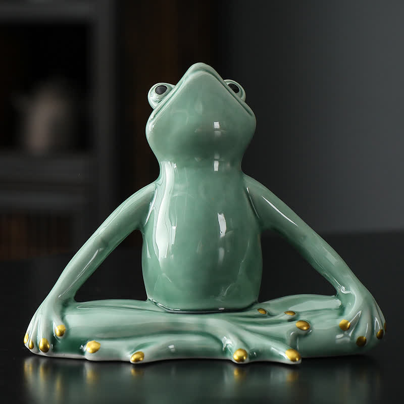 Nimara Ritual Meditating Ceramic Zen Frog Statue Decoration