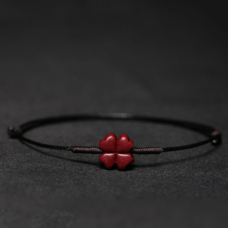 Nimara Ritual Handmade Plum Blossom Four Leaf Clover PiXiu Lotus Koi Fish Cinnabar Blessing Braid Bracelet