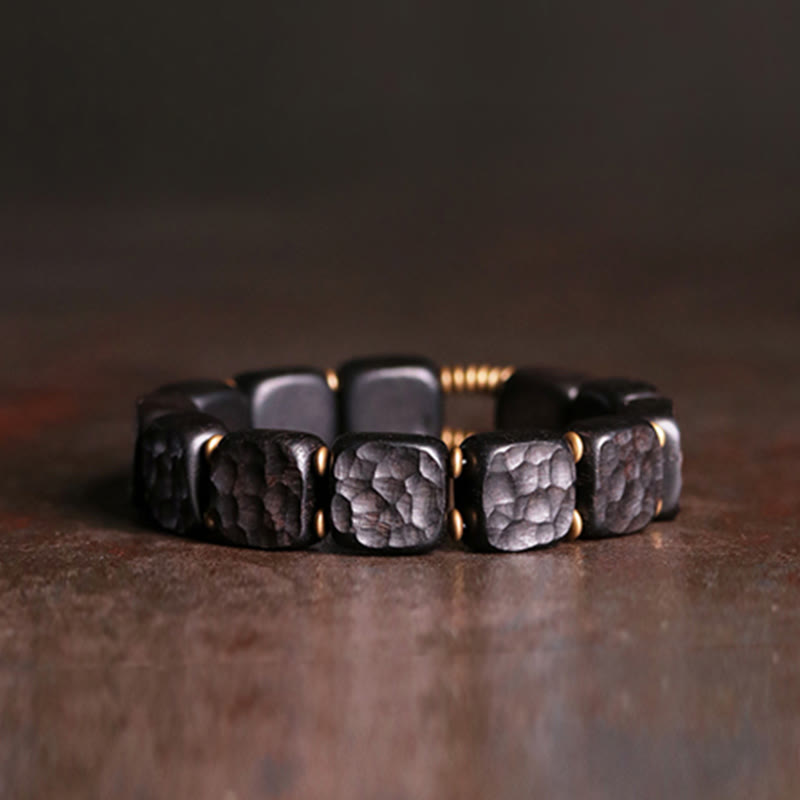 Nimara Ritual Retro Ebony Wood Texture Style Copper Peace Balance Bracelet