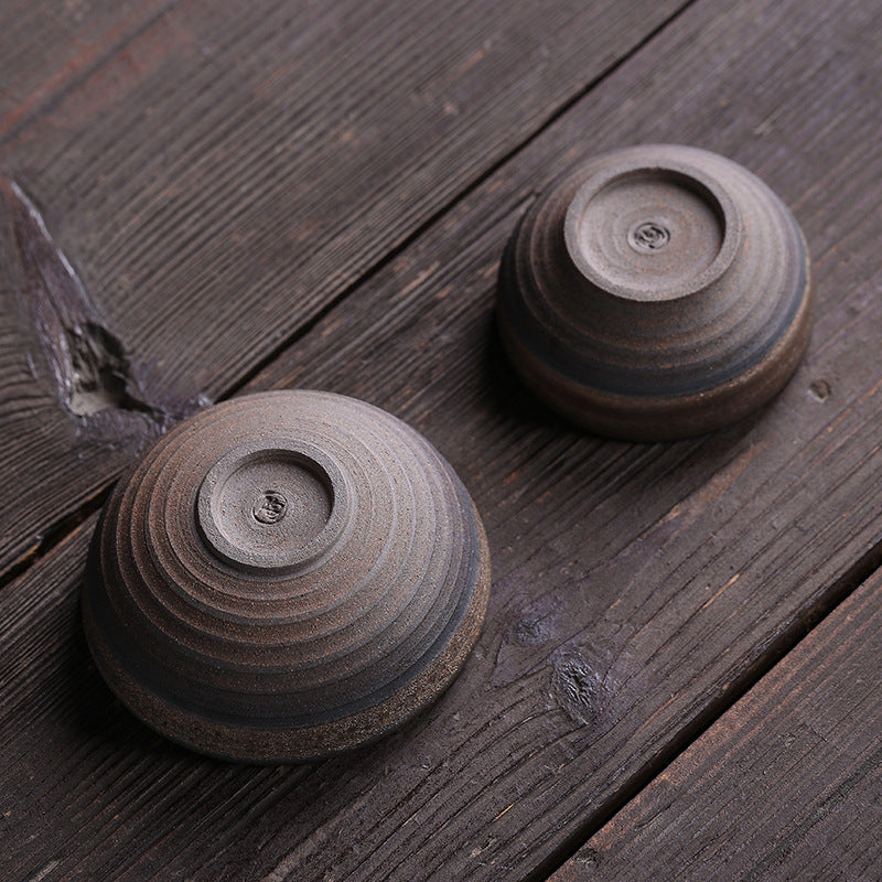 Nimara Ritual Simple Brown Striped Texture Ceramic Teacup Kung Fu Tea Cup Bowl