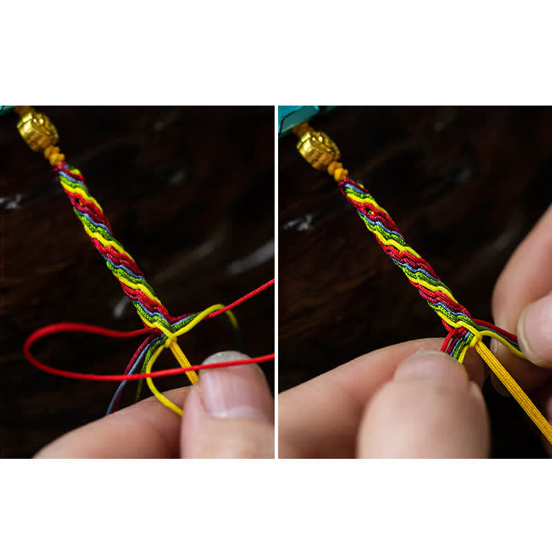 Nimara Ritual Gold Swallowing Beast Family Luck Reincarnation Knot Colorful String Bracelet