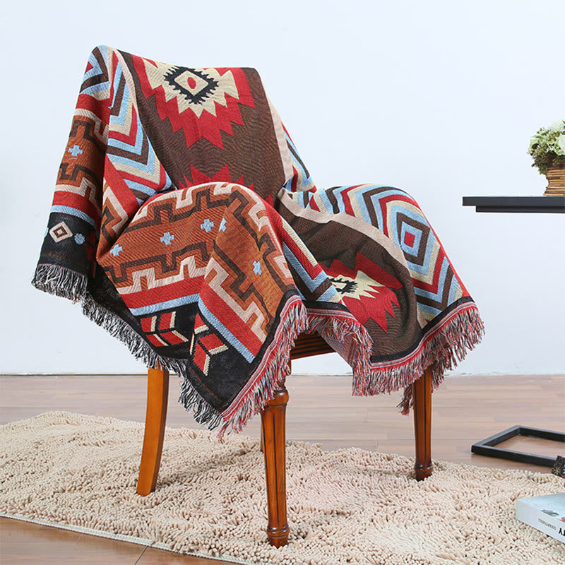 Nimara Ritual Tibetan Geometric Hand-Dyed Craftsman Blanket