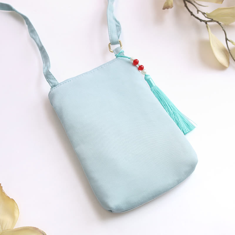 Nimara Ritual Small Embroidered Flowers Crossbody Bag Shoulder Bag Double Layer Cellphone Bag