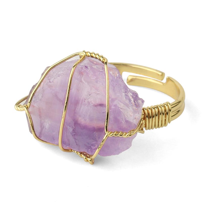 Nimara Ritual Natural Crystal Gemstone Amethyst Adjustable Ring