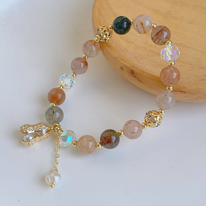 Nimara Ritual Sun Stone Colorful Rutilated Quartz Wealth Peanut Charm Bracelet