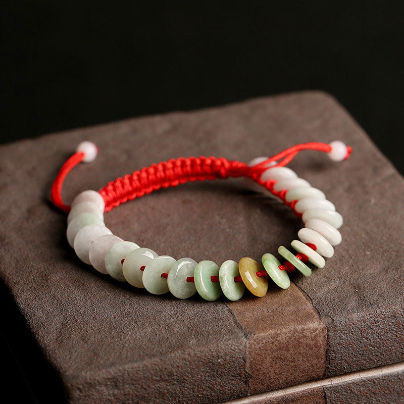 Nimara Ritual Natural Round Jade Luck Red String Protection Bracelet