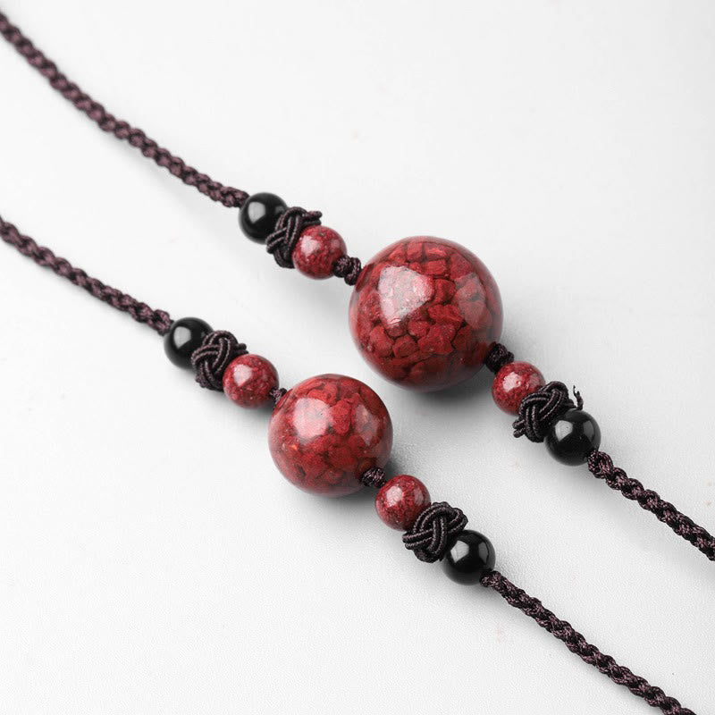 Nimara Ritual Natural Cinnabar Stones Bead Blessing Necklace Pendant