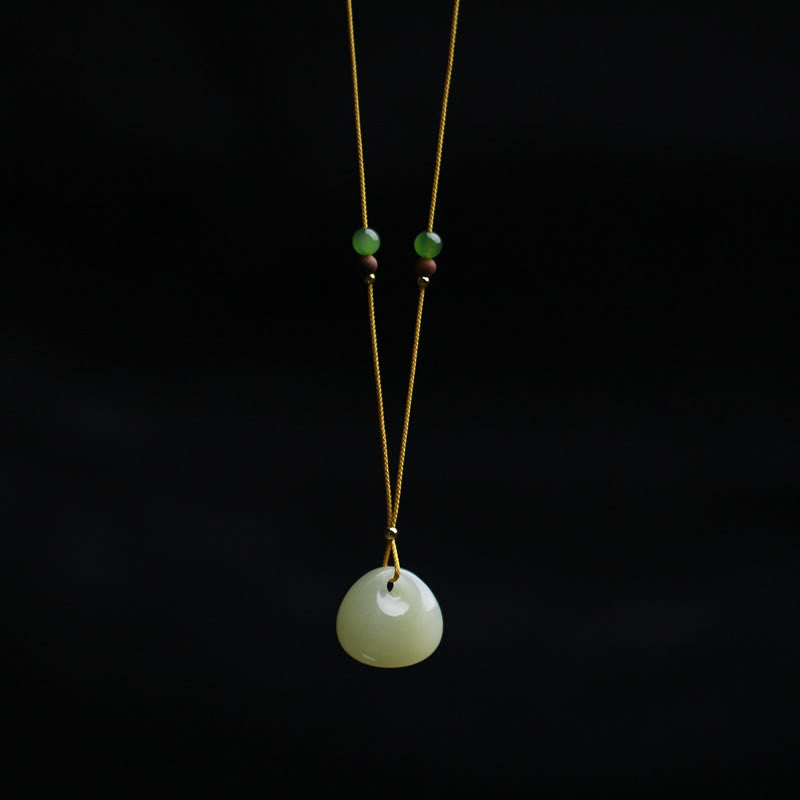 Nimara Ritual Natural Hetian Jade Small Bag Pattern Prosperity String Necklace Pendant