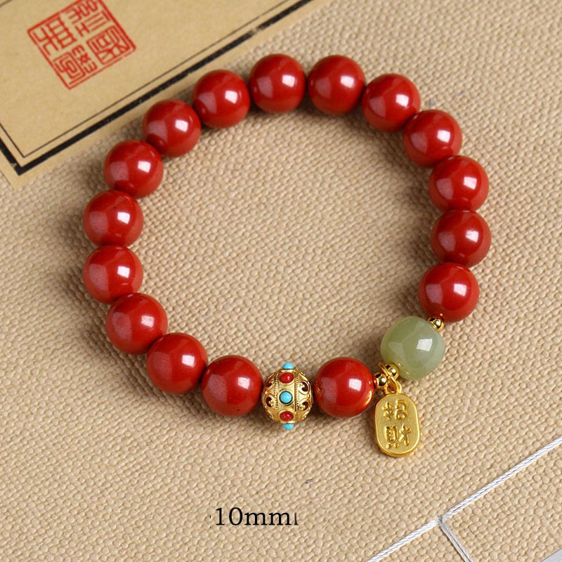 Nimara Ritual Cinnabar Green Aventurine Fortune Protection Charm Bracelet