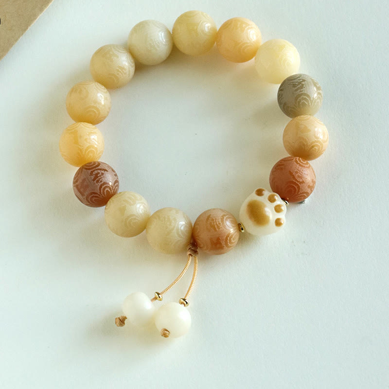 Nimara Ritual Bodhi Seed Om Mani Padme Hum Carved Harmony Bracelet