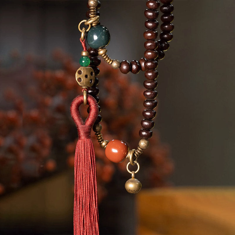 Nimara Ritual 108 Mala Beads Natural Tibet Purple Bodhi Seed Auspiciousness Bracelet