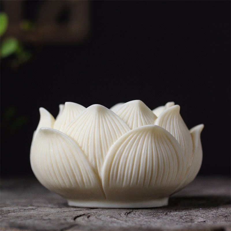 Nimara Ritual Mini Ivory Fruit Kwan Yin Avalokitesvara Lotus Wealth Desk Decoration