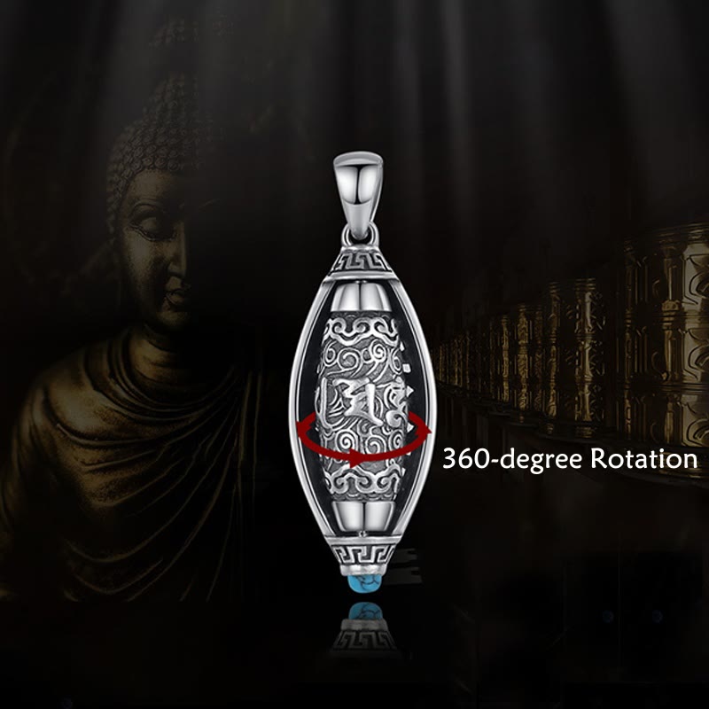 Nimara Ritual Tibet Om Mani Padme Hum Protection Necklace Rotatable Pendant
