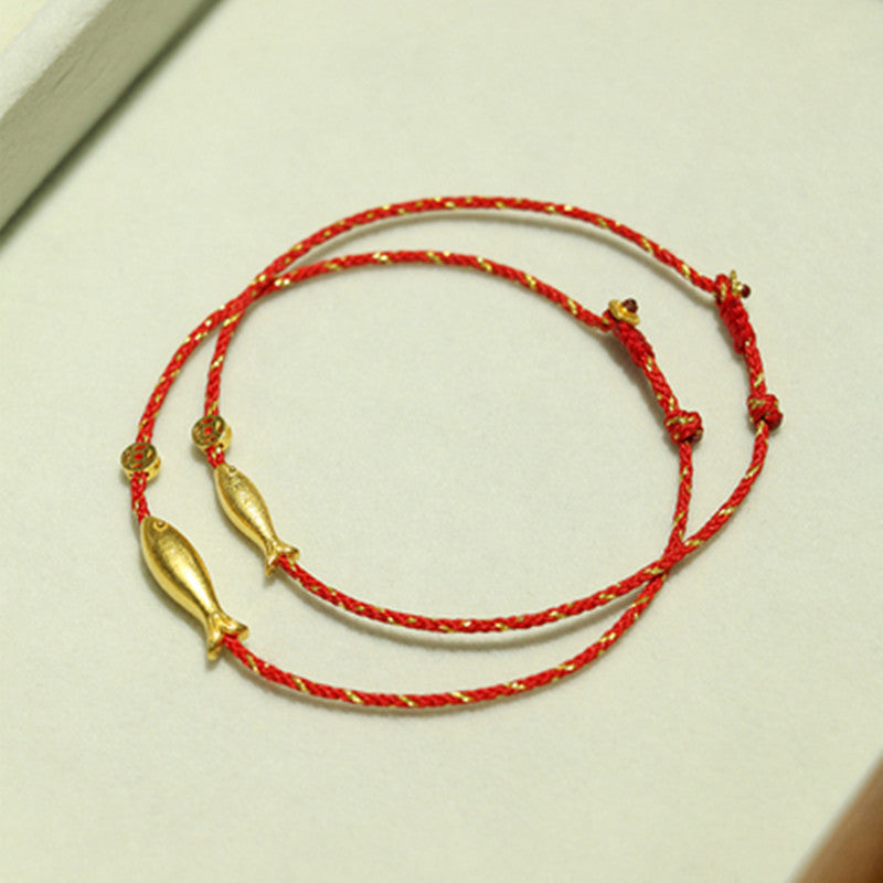 Nimara Ritual 14K Gold Plated Koi Fish Luck Wealth Braided Bracelet