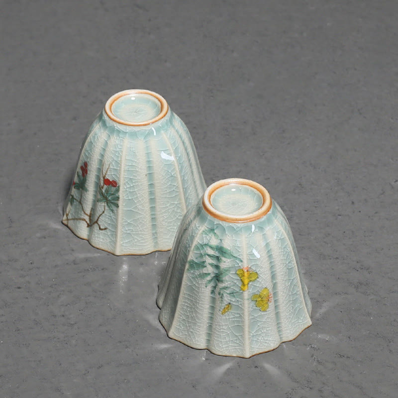 Nimara Ritual Loquat Dogwood Hawthorn Morning Glory Ceramic Teacup Kung Fu Tea Cup