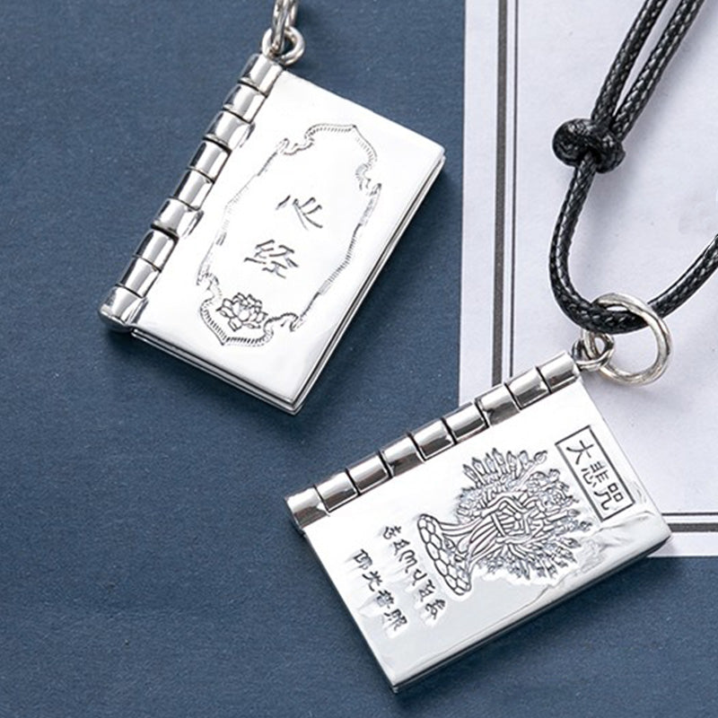 Nimara Ritual 990 Sterling Silver Heart Sutra Great Compassion Shurangama Mantra Lotus Vajra Peace Necklace Pendant