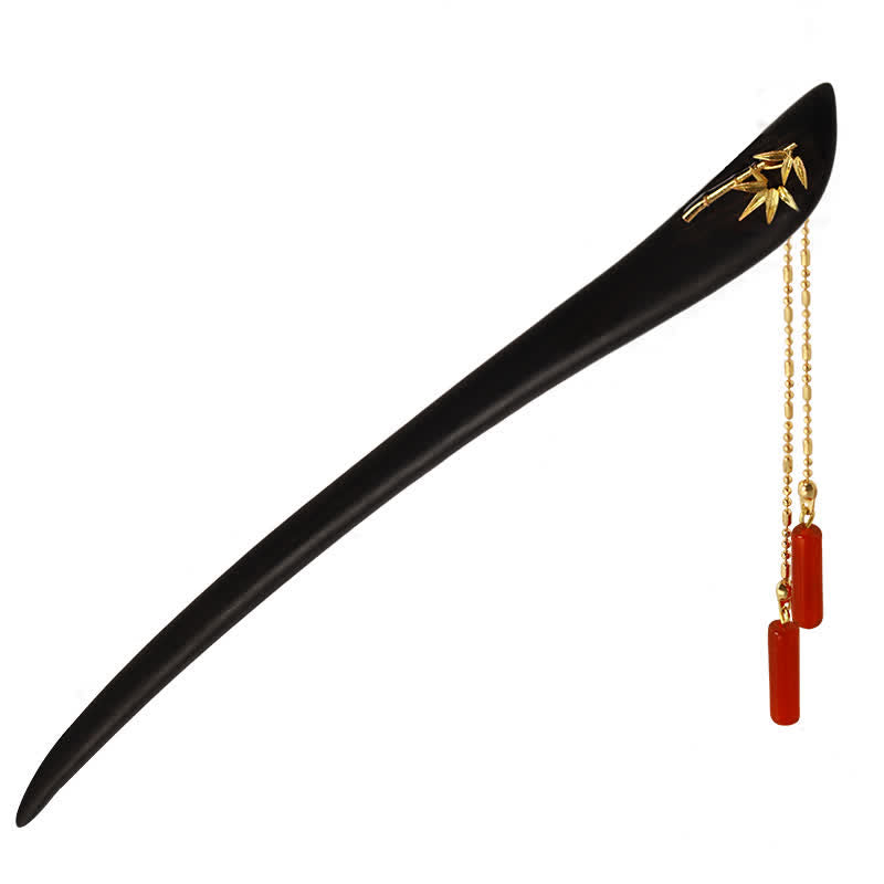 Nimara Ritual Red Agate Ebony Wood Confidence Tassel Hairpin