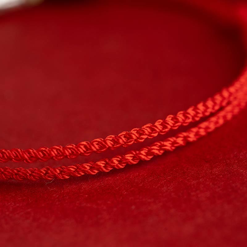 Nimara Ritual 925 Sterling Silver Koi Fish Cinnabar Bead Wealth Handcrafted Braided Bracelet Anklet