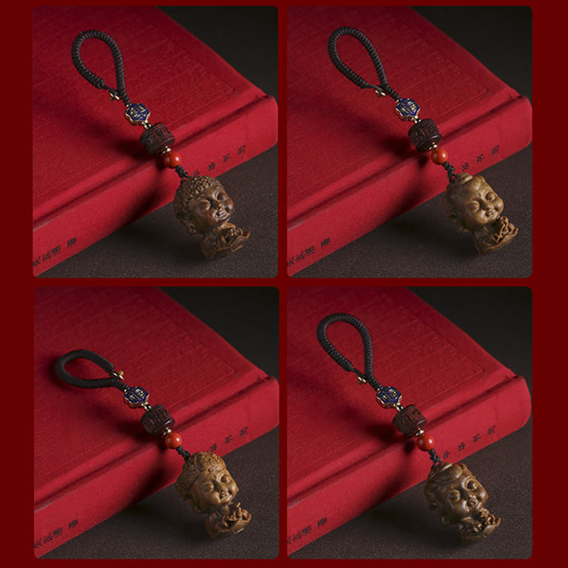 Nimara Ritual Chinese Zodiac Natal Buddha Green Sandalwood Om Mani Padme Hum Peace Key Chain