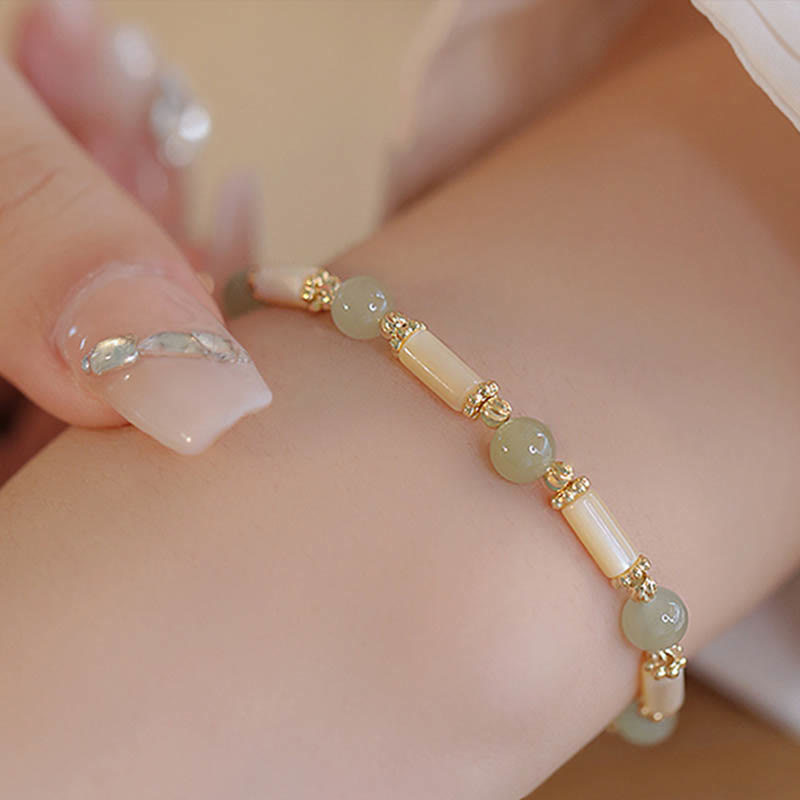 Nimara Ritual Tridacna Stone Red Agate Hetian Jade Blessing Bracelet