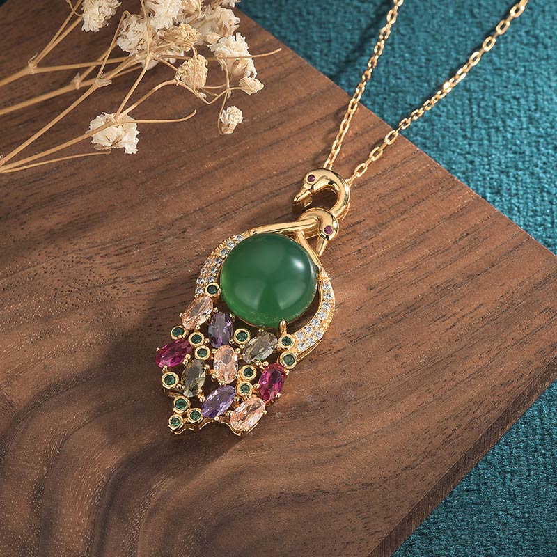 Nimara Ritual Cyan Jade Success Necklace Chain Pendant
