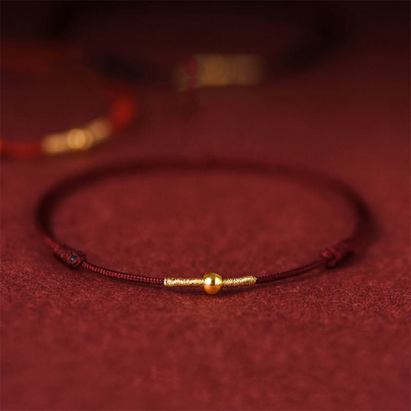 Nimara Ritual 925 Sterling Silver Golden Bead Protection Braided Rope Bracelet Anklet