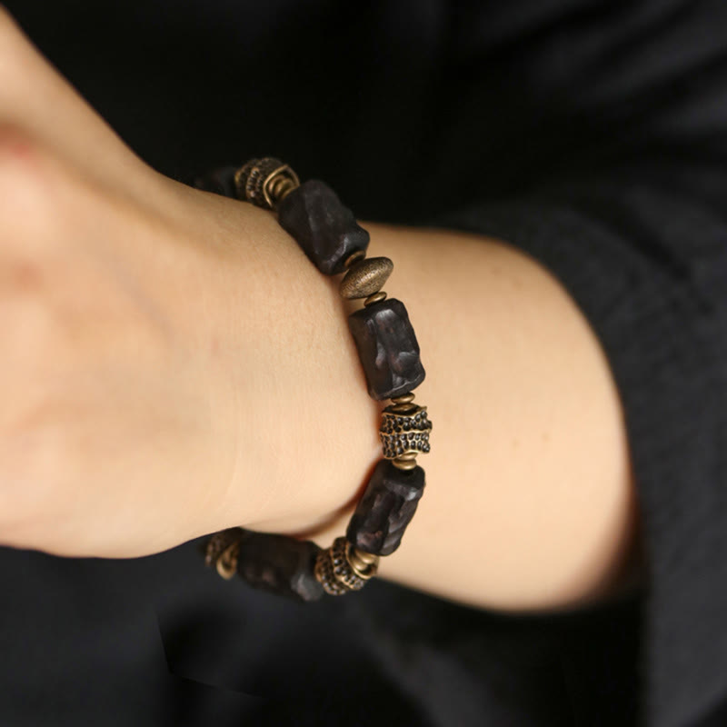 Nimara Ritual Tibetan Ebony Wood Copper Calm Peace Bracelet