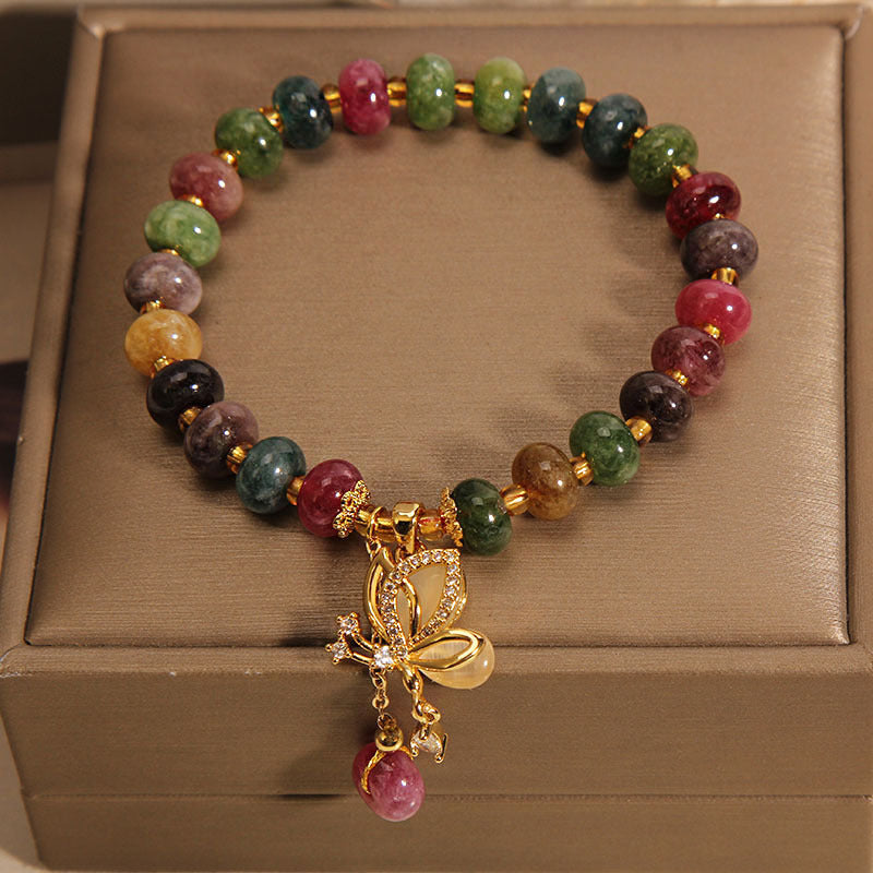 Nimara Ritual Colorful Tourmaline Butterfly Charm Wisdom Bracelet