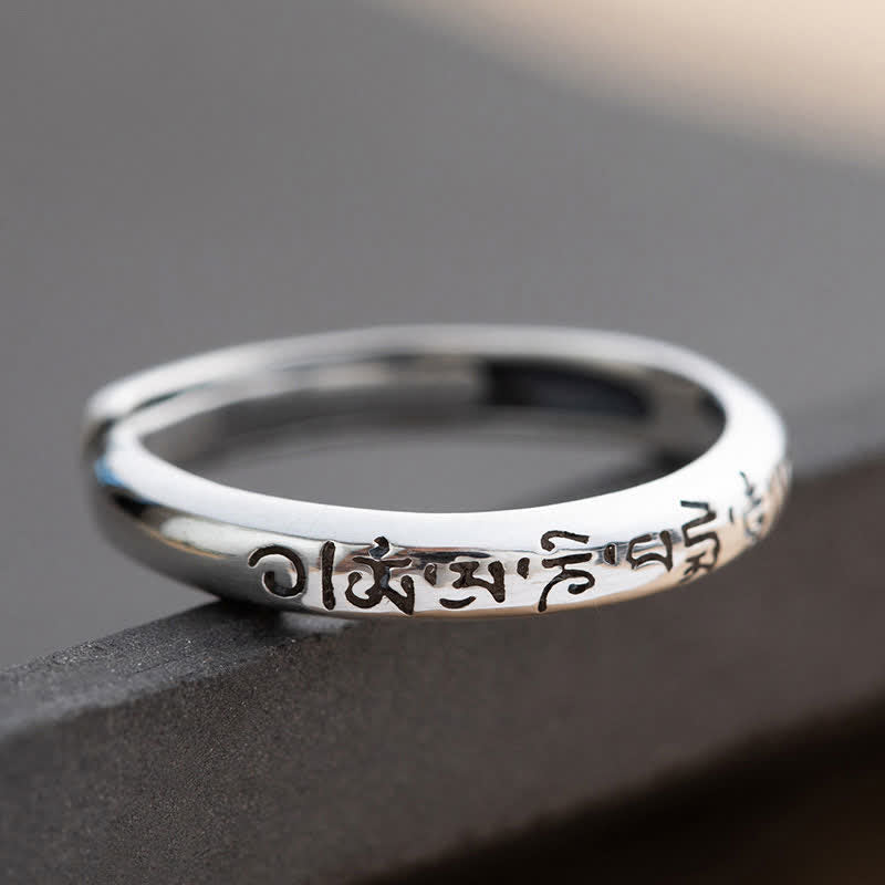 Nimara Ritual 990 Sterling Silver Six True Words Om Mani Padme Hum Love Peace Ring
