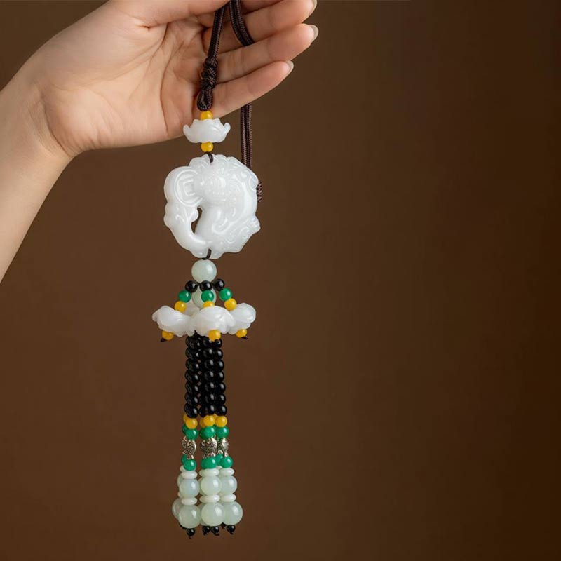 Nimara Ritual FengShui Jade PiXiu Blessing Car Pendant Decoration