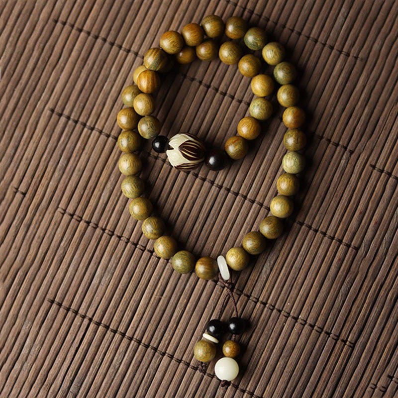 Nimara Ritual Green Sandalwood Bodhi Seed Lotus Soothing Double Wrap Bracelet