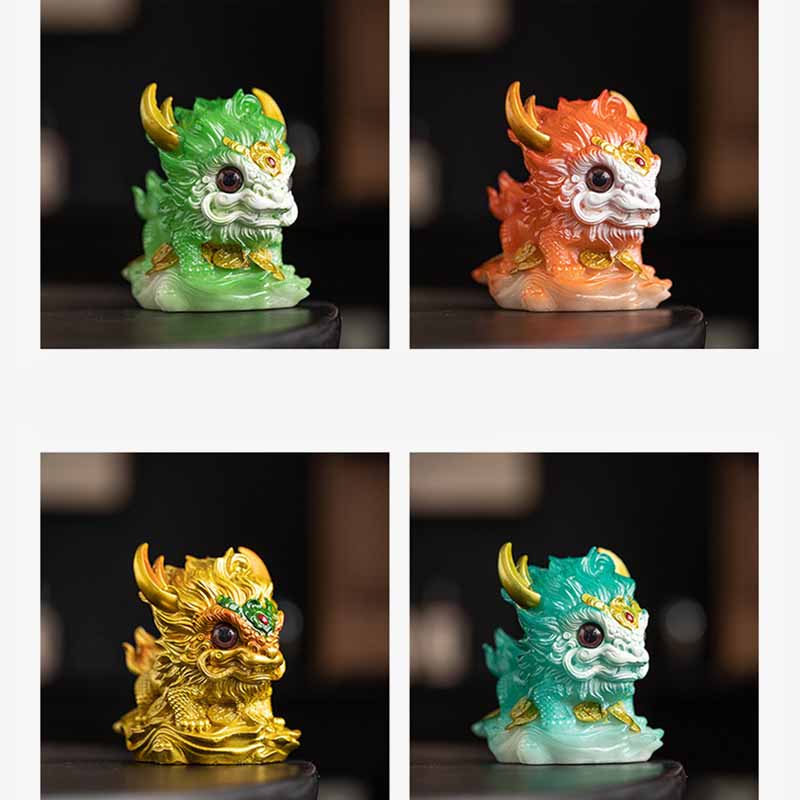 Nimara Ritual Color Changing Small Kirin Resin Tea Pet Home Figurine Decoration