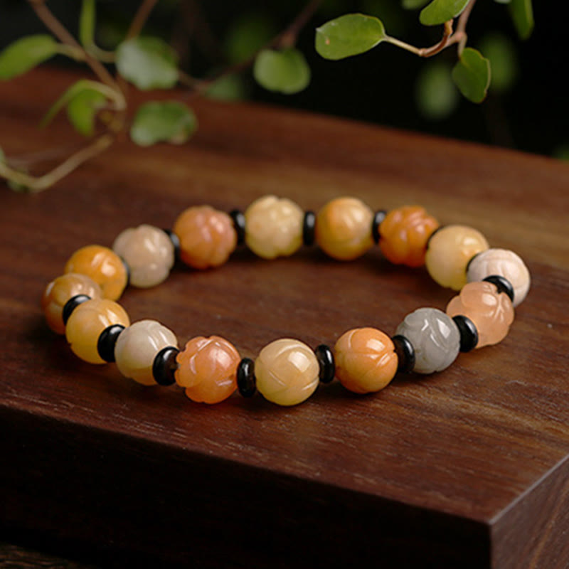 Nimara Ritual Golden Silk Jade Lotus Wealth Luck Bracelet