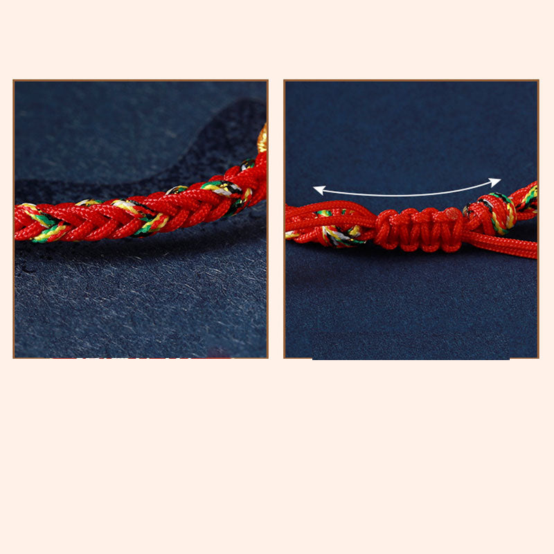 Nimara Ritual Chinese Zodiac Natal Buddha Silver Luck Braided String Bracelet