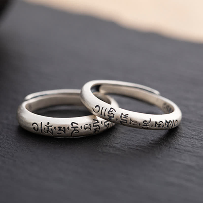 Nimara Ritual 990 Sterling Silver Six True Words Om Mani Padme Hum Love Peace Ring