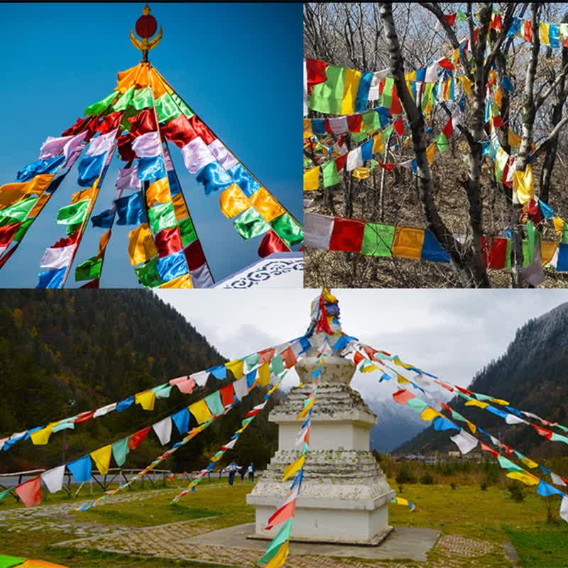 Nimara Ritual Tibetan 5 Colors Windhorse Buddha Tara Scriptures Healing Auspicious Outdoor Prayer Flag