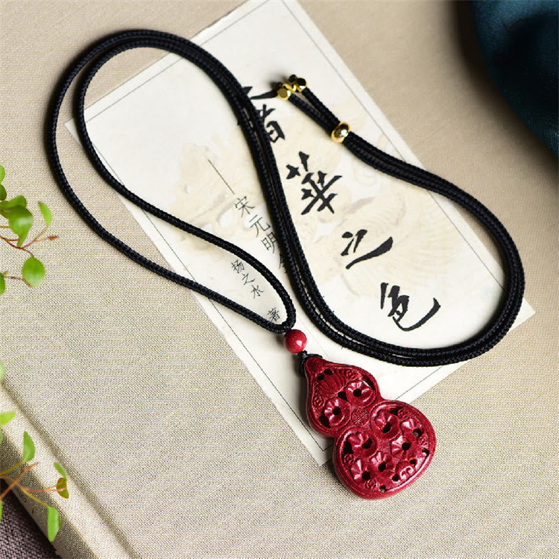 Nimara Ritual Laughing Buddha Yin Yang Chinese Zodiac Gourd Natural Cinnabar Blessing Necklace Pendant