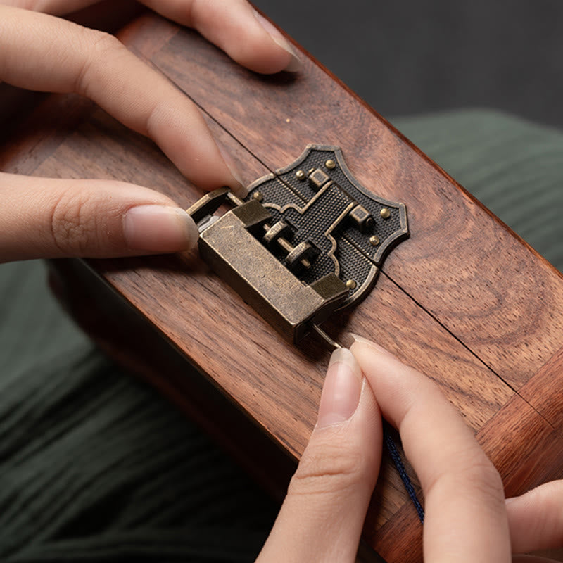 Nimara Ritual Retro Handmade Floral Pattern Rosewood Jewelry Storage Box Lockable Wooden Gift Organizer Box