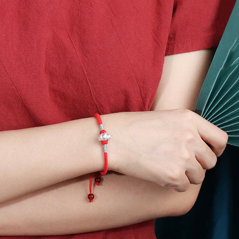 Nimara Ritual 999 Sterling Silver Chinese Zodiac Luck Strength Red String Bracelet
