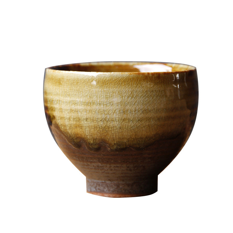 Nimara Ritual Vintage Brown Beige Kiln Change Ceramic Teacup Kung Fu Tea Cup Bowl