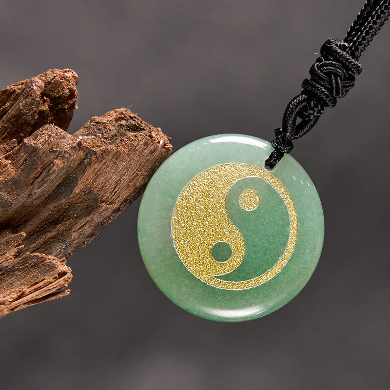 Nimara Ritual Various Crystal Amethyst Tiger Eye Green Aventurine Yin Yang Spiritual Necklace Pendant
