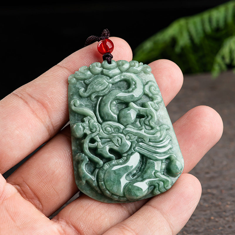Nimara Ritual Chinese Zodiac Dragon Jade Strength Necklace String Pendant