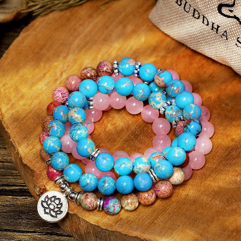 Nimara Ritual Tibetan Purple Miano Real Bead Harmony Lotus Mala