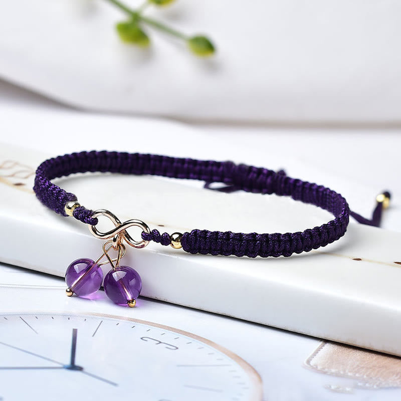 Nimara Ritual Natural Strawberry Quartz Amethyst Green Phantom Bead Positive Bracelet