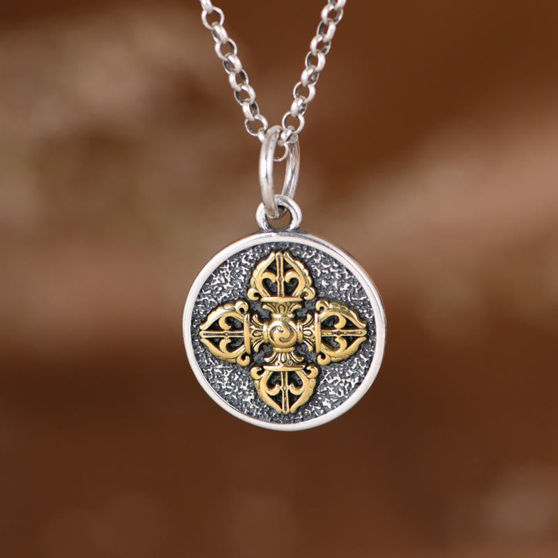 Nimara Ritual 925 Sterling Silver Double Dorje Vajra Blessing Necklace Pendant