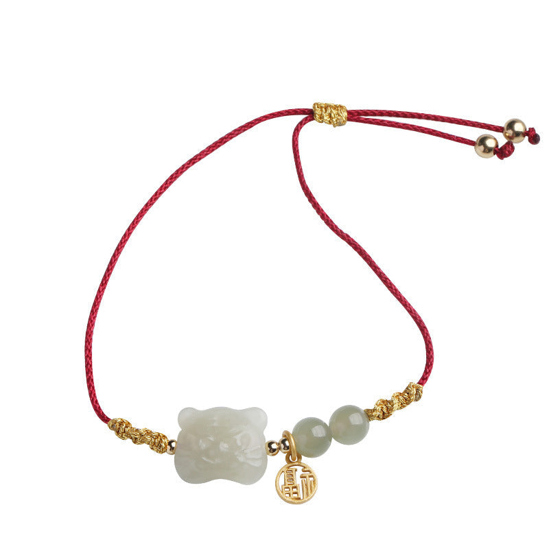 Nimara Ritual Chinese Zodiac Tiger Jade Prosperity Red String Bracelet